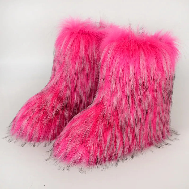 Hermosa: Fluffy Faux Fur Snow Boots | Multi-Color