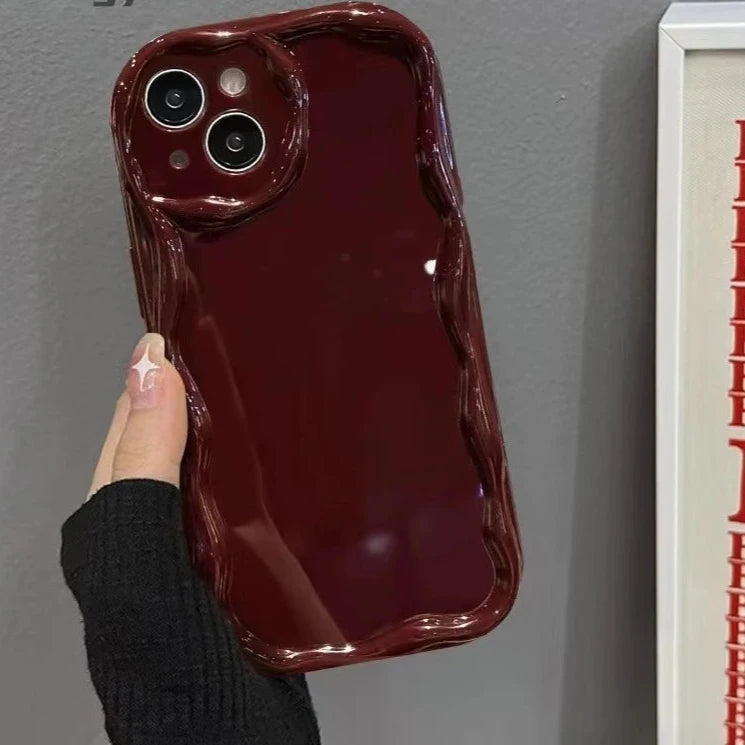 Burgundy dustproof phone case New Year Casing For iPhone 15 14 Plus 13 12 11 Pro Max Mini Xs Max XR X 8 7 6 6S Plus SE Phone Case Smooth Soft Bumper Red Cover