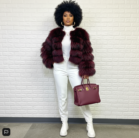 Hermosa Women's Layered Real Fur Coat (Hook Closure)