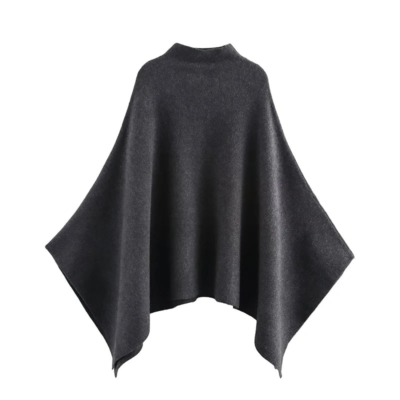 Women's Shawl Wrap Poncho Cape Cardigan Shawls for Fall Winter Spring Loose Stand Collar Asymmetric Knitted Cape Jacket