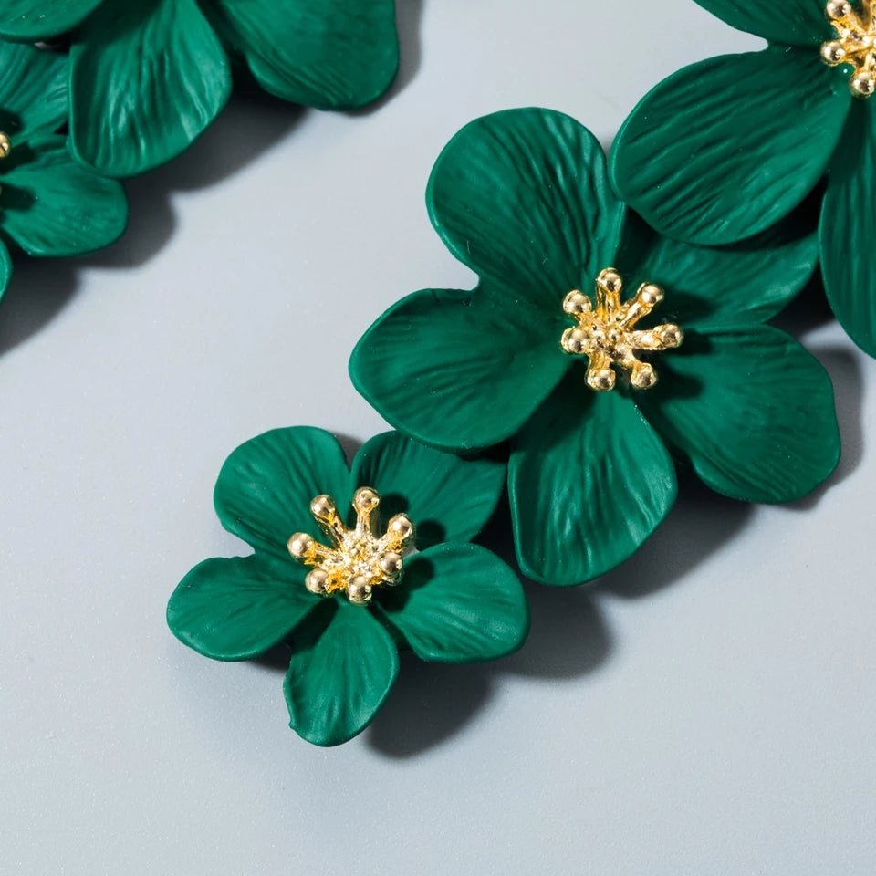 Flower 3tier geometric earring