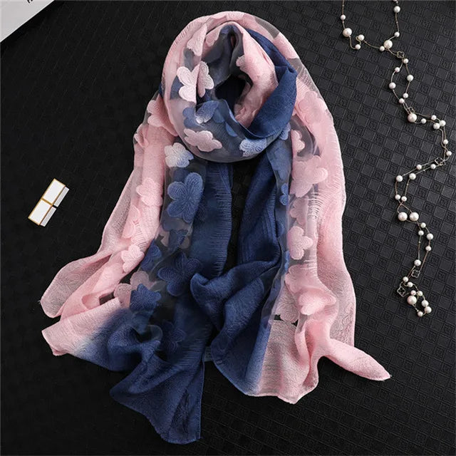 Maiuha Women Scarf with Petal Imitation Silk Wool