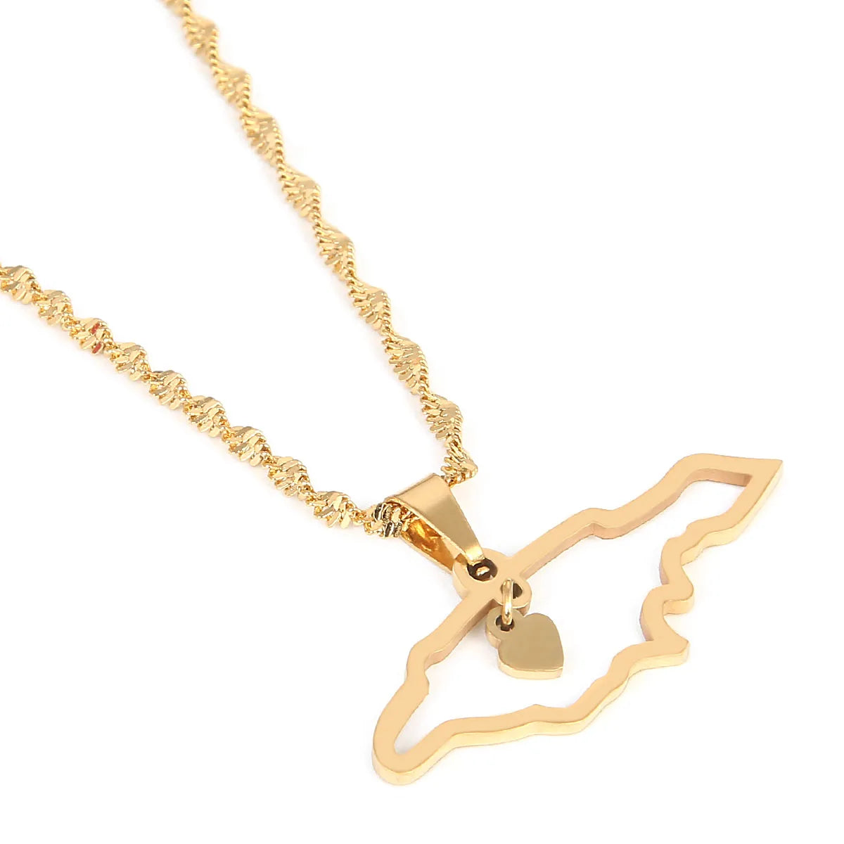 Stainless Steel Gold Color Jamaica Map Pendant Necklaces Jamaican Map Heart Jewelry