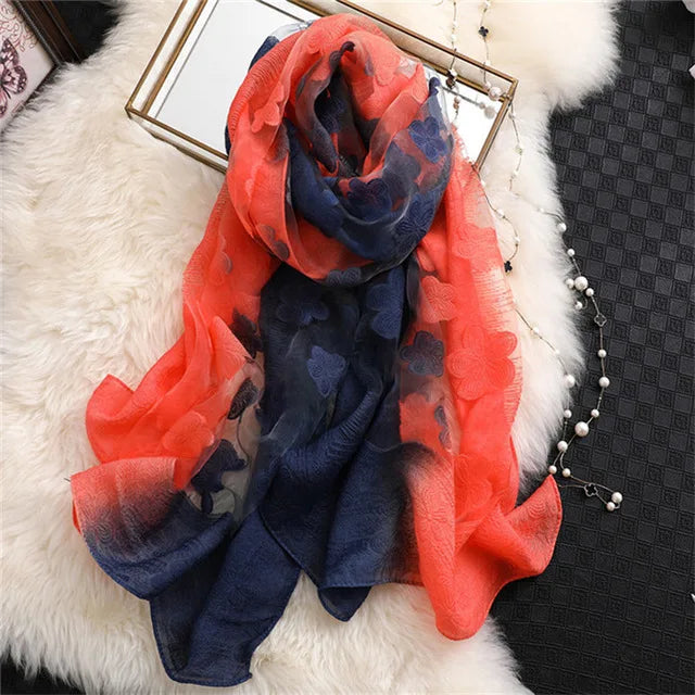 Maiuha Women Scarf with Petal Imitation Silk Wool
