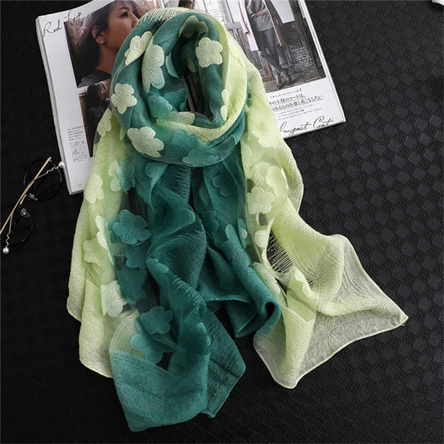 Maiuha Women Scarf with Petal Imitation Silk Wool