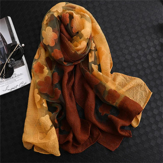 Maiuha Women Scarf with Petal Imitation Silk Wool