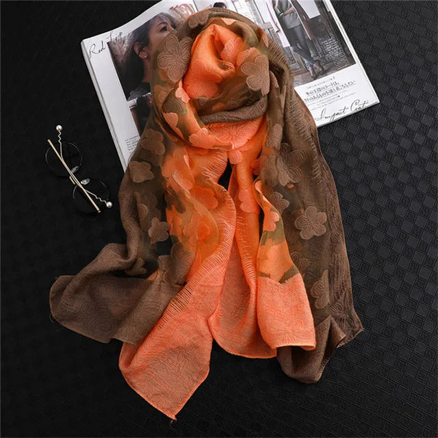 Maiuha Women Scarf with Petal Imitation Silk Wool