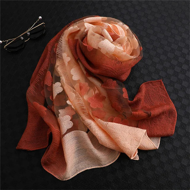 Maiuha Women Scarf with Petal Imitation Silk Wool