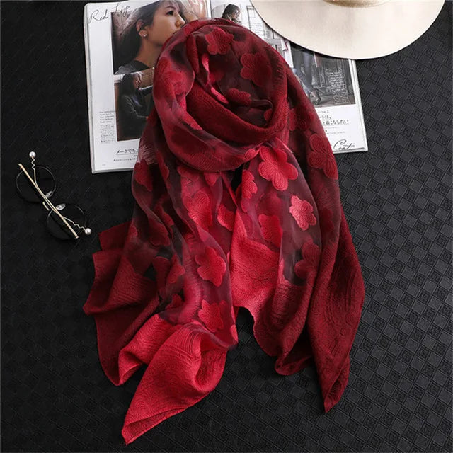 Maiuha Women Scarf with Petal Imitation Silk Wool