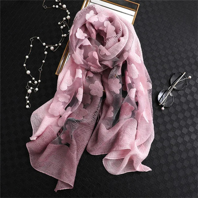 Maiuha Women Scarf with Petal Imitation Silk Wool