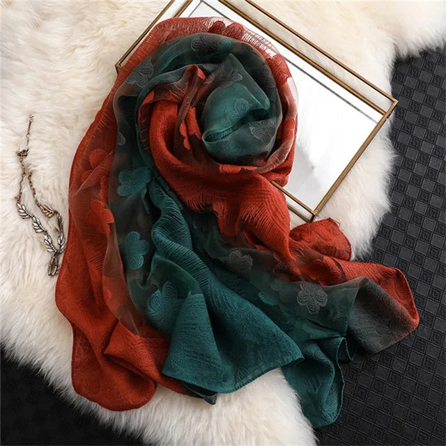Maiuha Women Scarf with Petal Imitation Silk Wool
