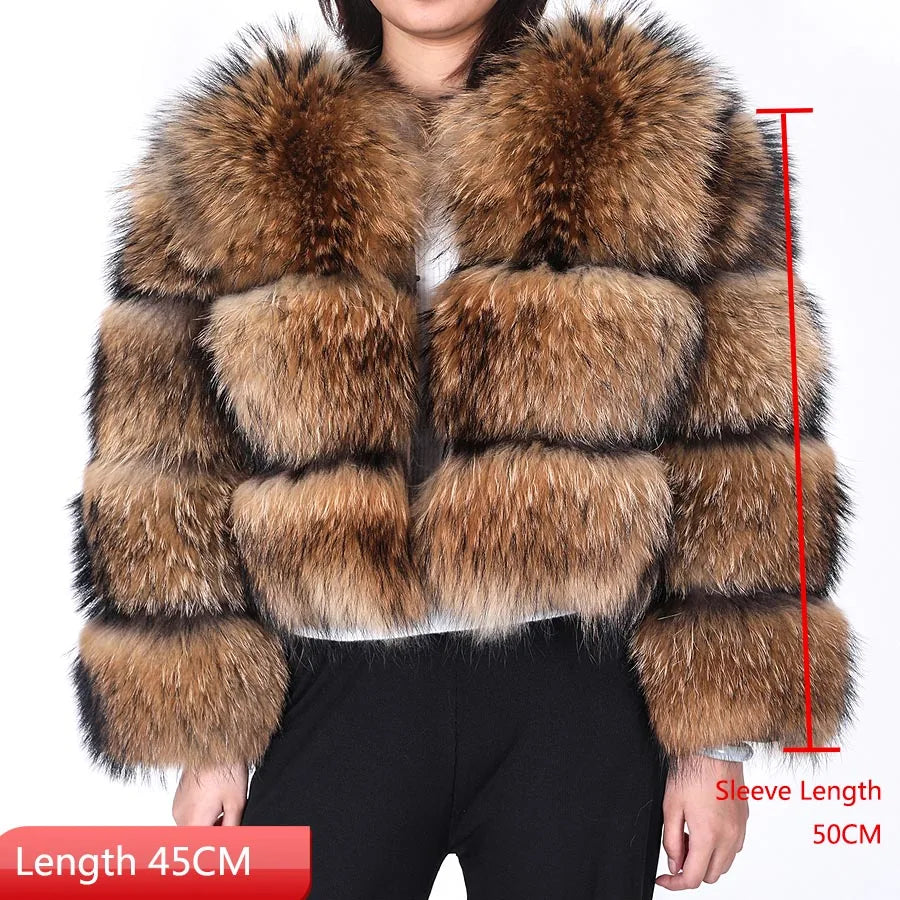 Hermosa Women's Layered Real Fur Coat (Hook Closure)