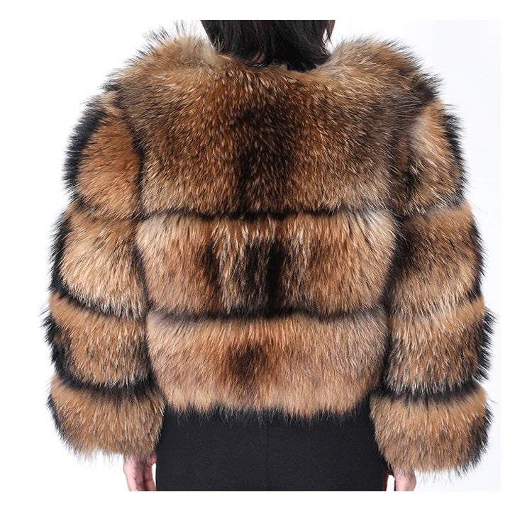 Hermosa Women's Layered Real Fur Coat (Hook Closure)