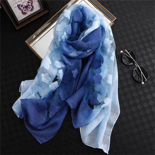 Maiuha Women Scarf with Petal Imitation Silk Wool