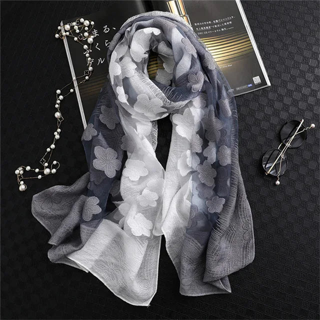 Maiuha Women Scarf with Petal Imitation Silk Wool