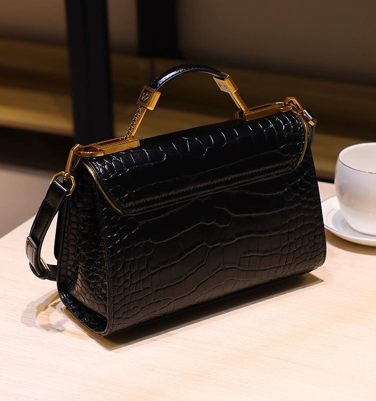 Accessible Luxury French Crocodile Pattern Satchel Western Style Heavy Industry Women's Bag