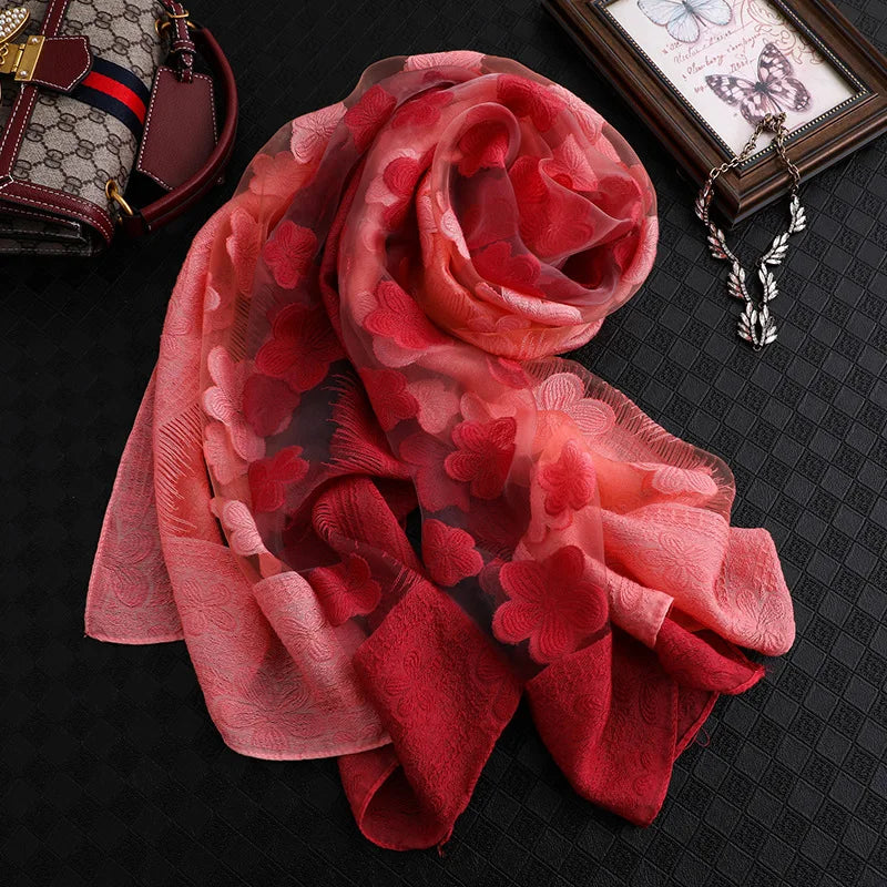 Maiuha Women Scarf with Petal Imitation Silk Wool