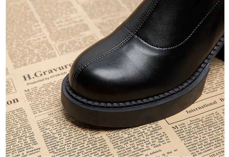 Sleek Minimalist Platform Chelsea Ankle Boots