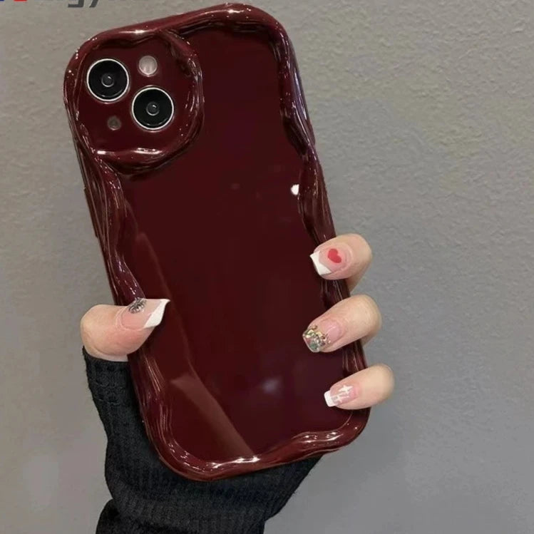 Burgundy dustproof phone case New Year Casing For iPhone 15 14 Plus 13 12 11 Pro Max Mini Xs Max XR X 8 7 6 6S Plus SE Phone Case Smooth Soft Bumper Red Cover