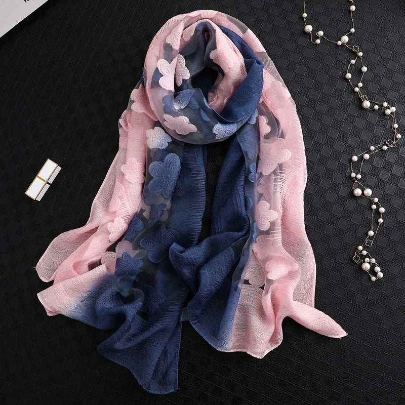 Maiuha Women Scarf with Petal Imitation Silk Wool
