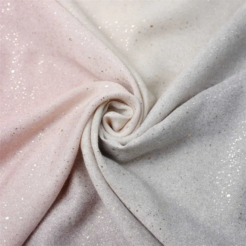 Winter Thick Cotton Viscose Scarves Ombre Gradient Glitter Shimmer Fringe Shawls And Wraps Pashmina Stole Bufandas Muslim Sjaal