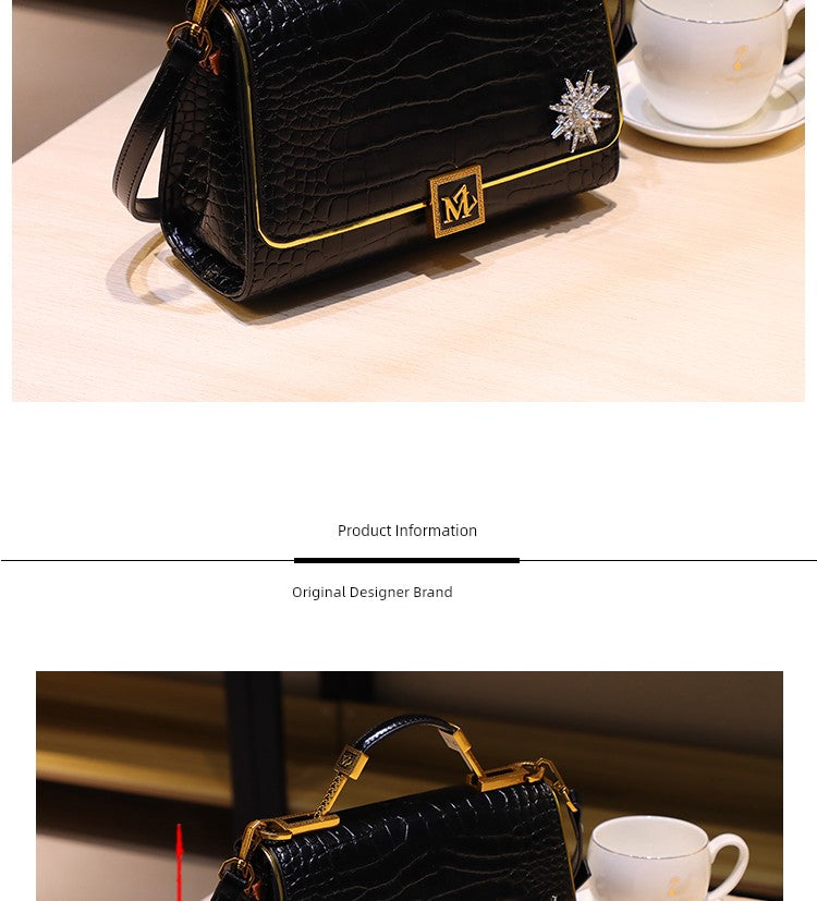 Accessible Luxury French Crocodile Pattern Satchel Western Style Heavy Industry Women's Bag