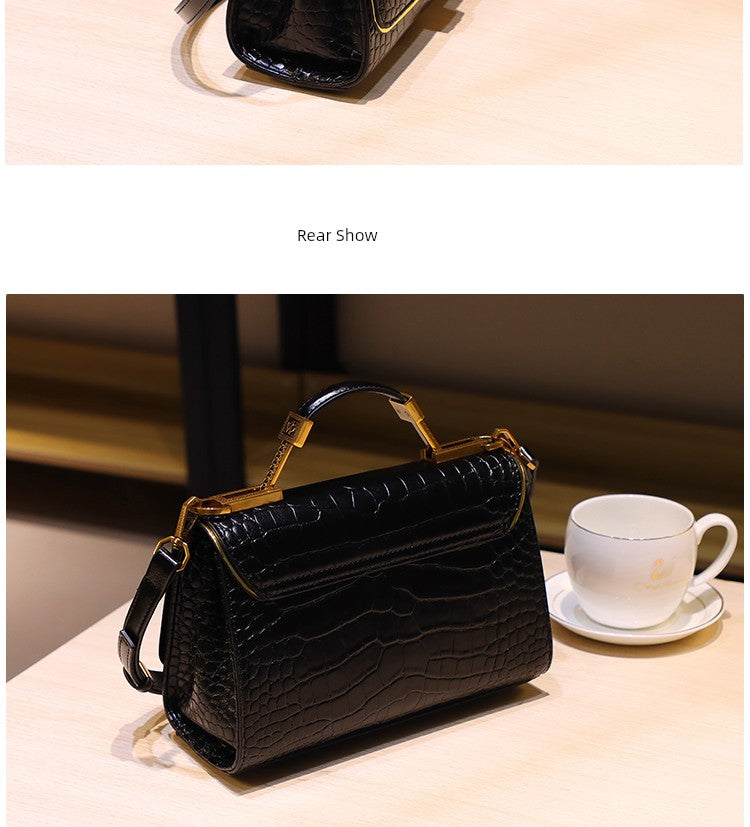 Accessible Luxury French Crocodile Pattern Satchel Western Style Heavy Industry Women's Bag