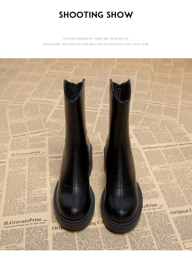 Sleek Minimalist Platform Chelsea Ankle Boots
