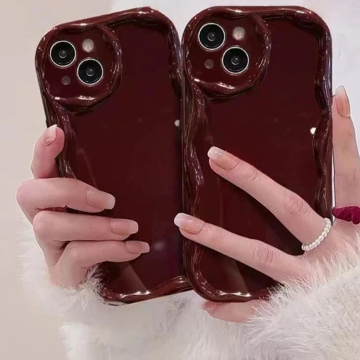 Burgundy dustproof phone case New Year Casing For iPhone 15 14 Plus 13 12 11 Pro Max Mini Xs Max XR X 8 7 6 6S Plus SE Phone Case Smooth Soft Bumper Red Cover