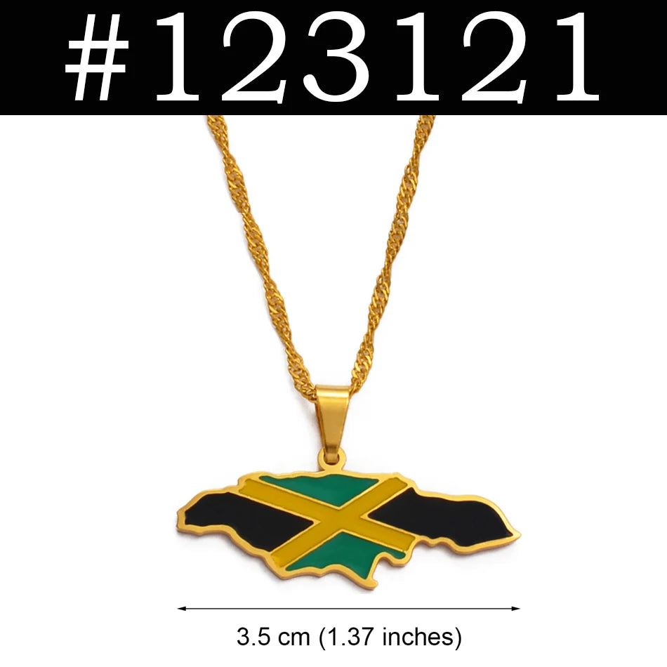Country Maps Stainless Steel & Enamel Pendant Necklaces