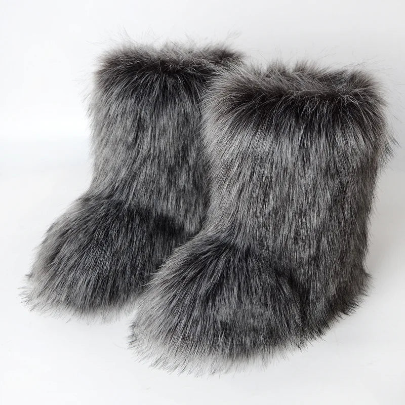 Hermosa: Fluffy Faux Fur Snow Boots | Multi-Color