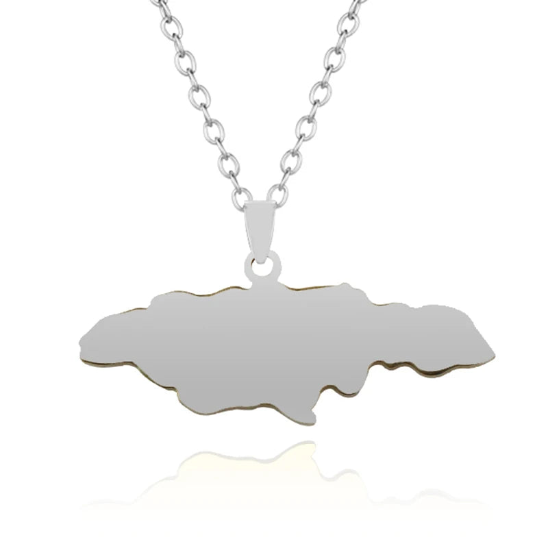 Jamaica Map Pendants Necklaces for Women Men Jamaicans Party Engagement Anniversary Stainless Steel Jewelry Accessories Gifts