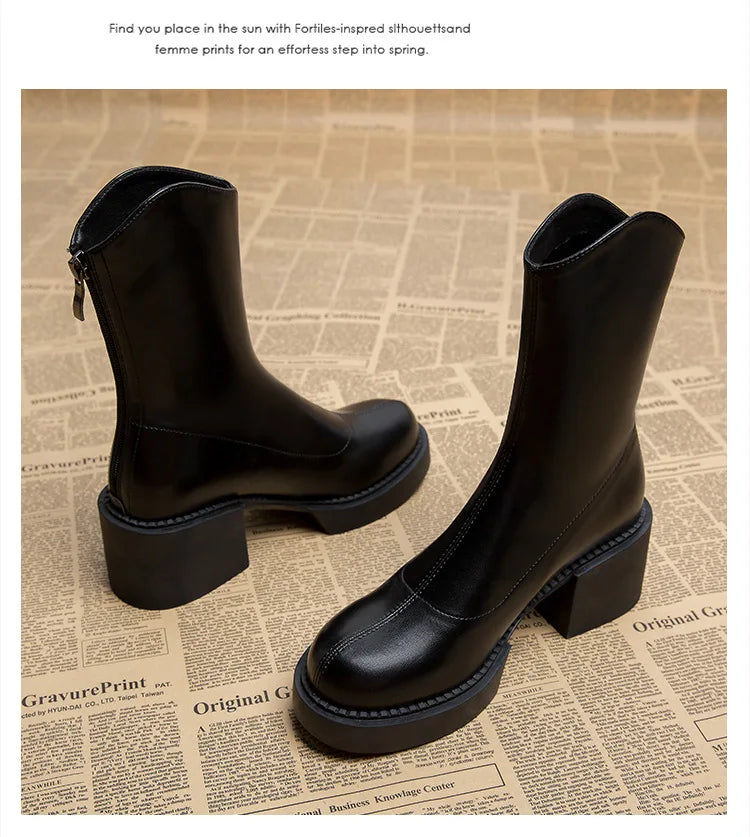 Sleek Minimalist Platform Chelsea Ankle Boots