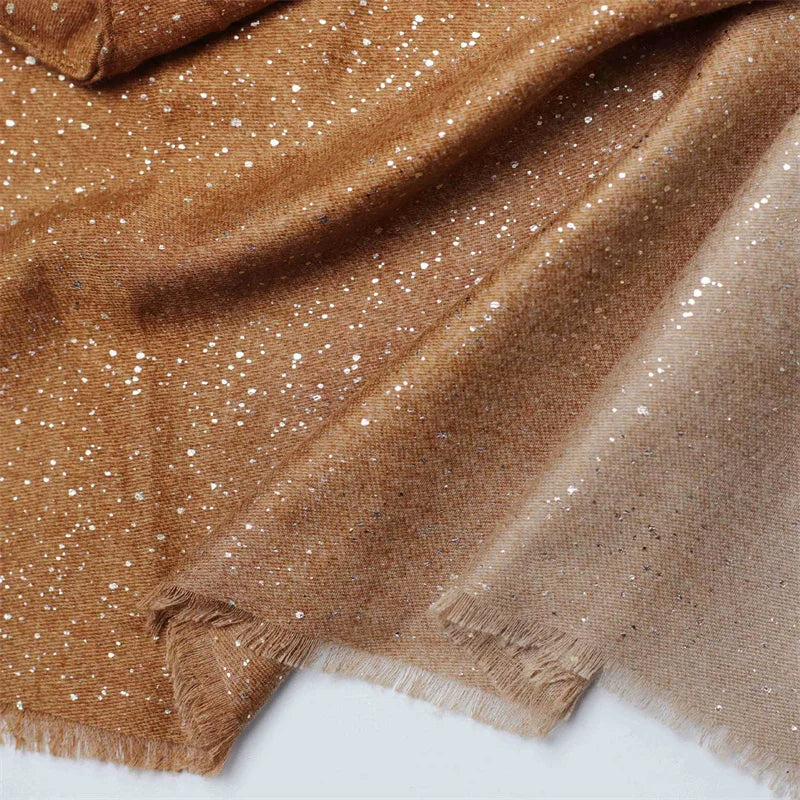 Winter Thick Cotton Viscose Scarves Ombre Gradient Glitter Shimmer Fringe Shawls And Wraps Pashmina Stole Bufandas Muslim Sjaal