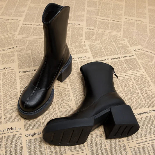 Sleek Minimalist Platform Chelsea Ankle Boots