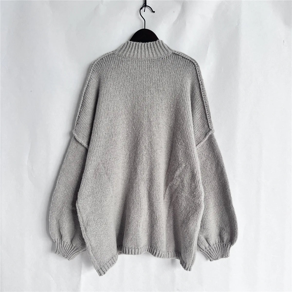 Women's Oversized Knit Cardigan - Chunky Crew Neck Gold Button Front Lounge Wear Fall Winter Comfort Plus Size