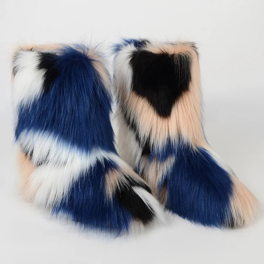 Hermosa: Fluffy Faux Fur Snow Boots | Multi-Color