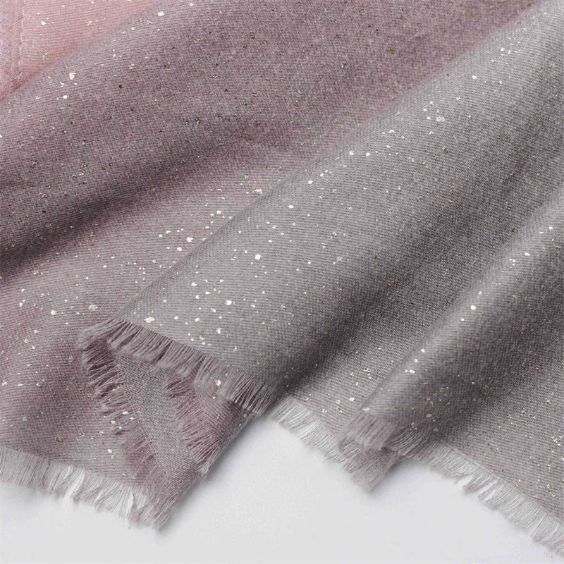 Winter Thick Cotton Viscose Scarves Ombre Gradient Glitter Shimmer Fringe Shawls And Wraps Pashmina Stole Bufandas Muslim Sjaal