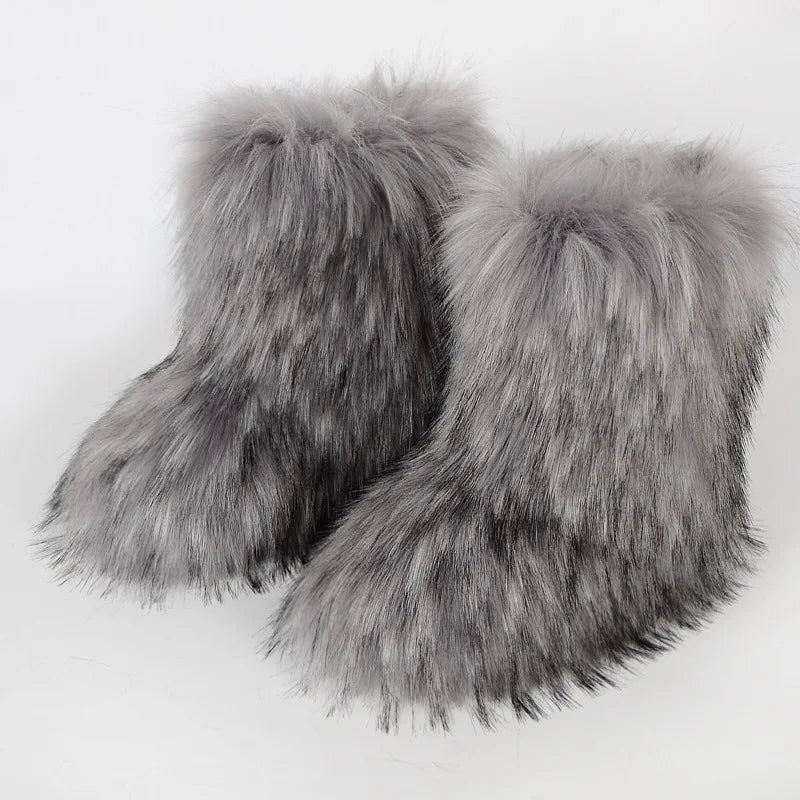 Hermosa: Fluffy Faux Fur Snow Boots | Multi-Color