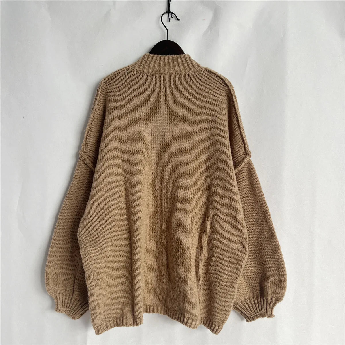 Women's Oversized Knit Cardigan - Chunky Crew Neck Gold Button Front Lounge Wear Fall Winter Comfort Plus Size