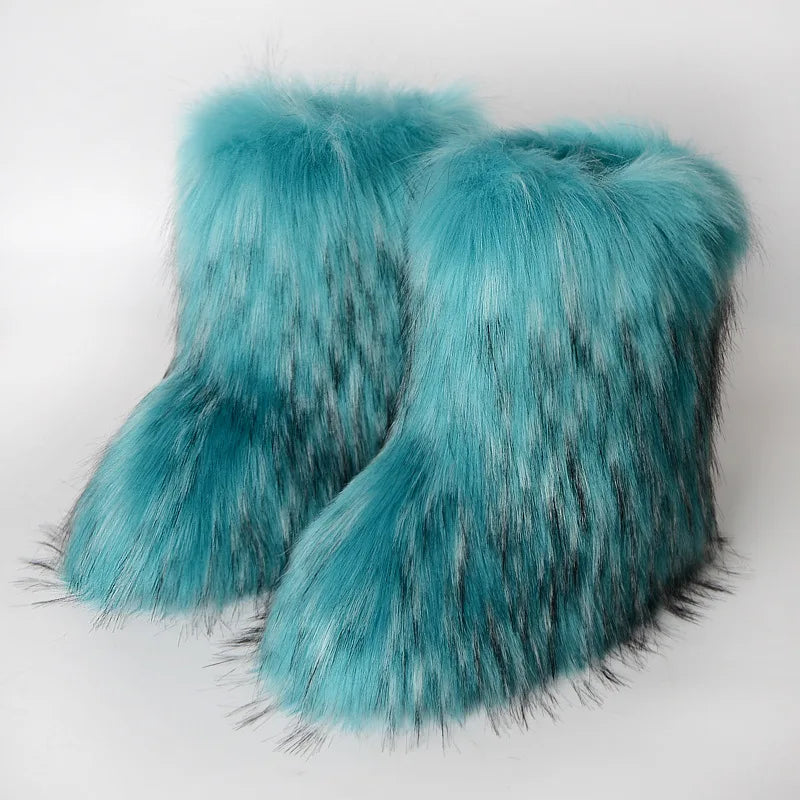 Hermosa: Fluffy Faux Fur Snow Boots | Multi-Color