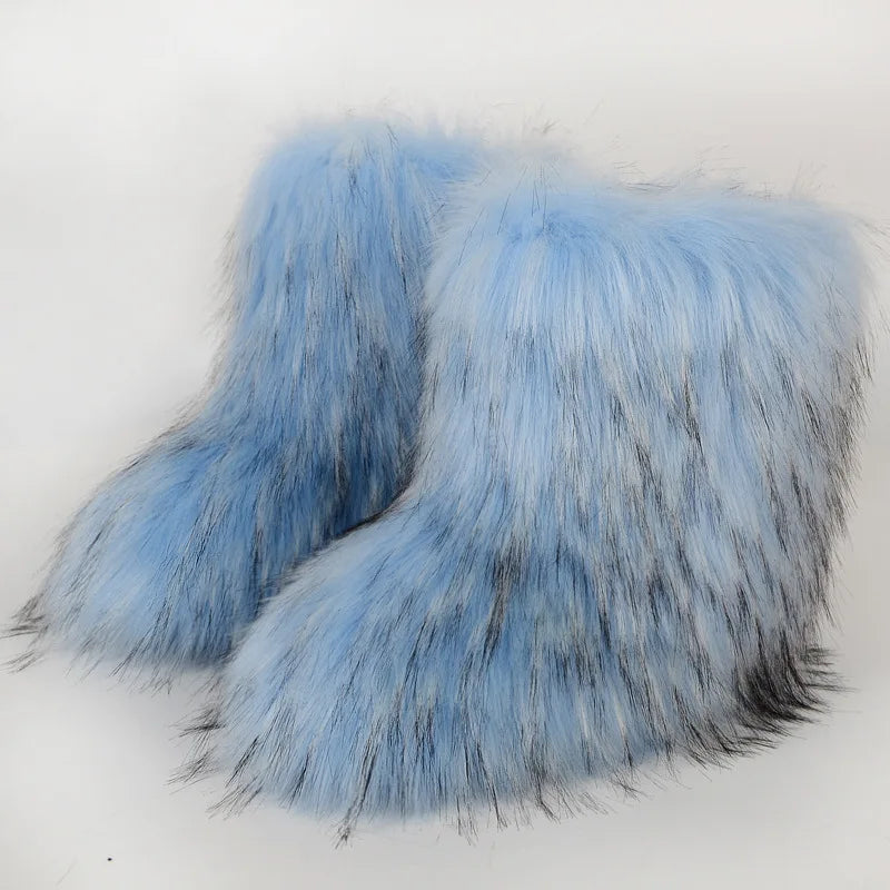 Hermosa: Fluffy Faux Fur Snow Boots | Multi-Color