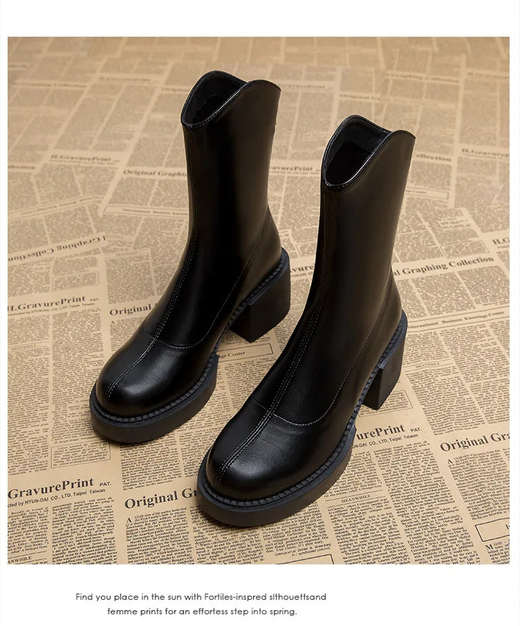 Sleek Minimalist Platform Chelsea Ankle Boots