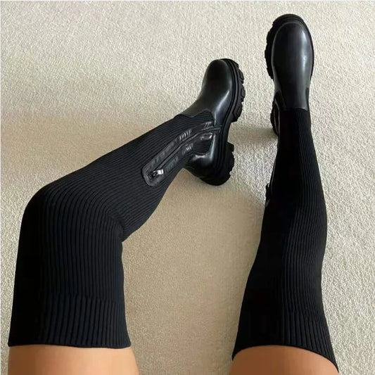 Over-the-Knee Knit Sock Boot