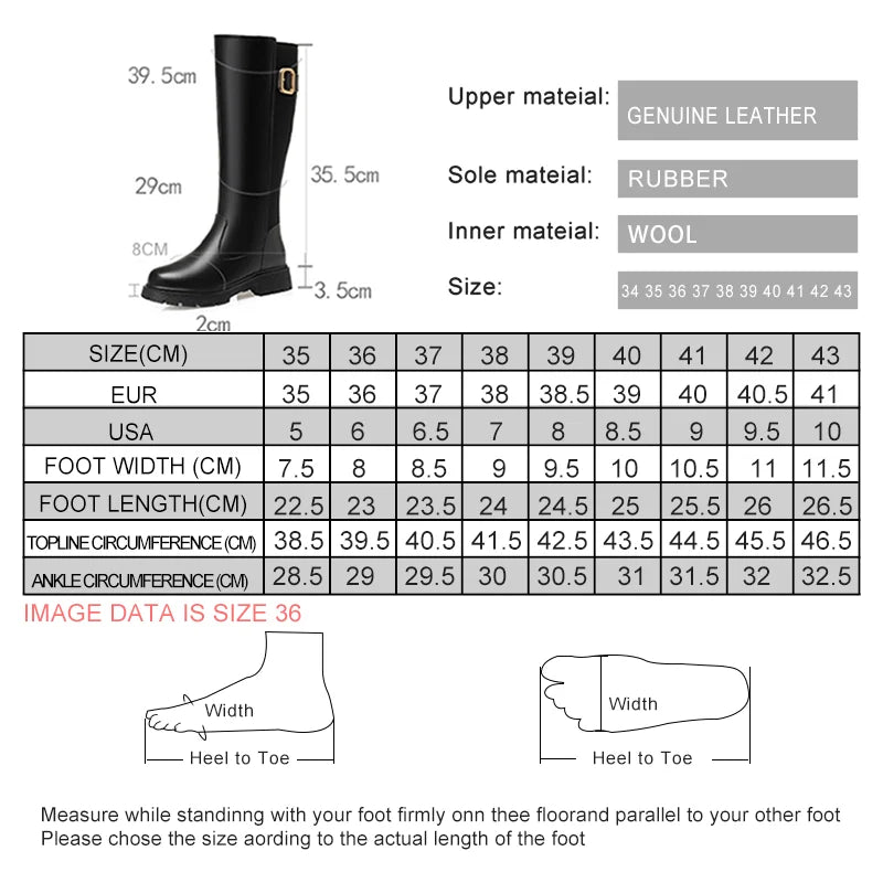 AIYUQI Women Long Boots Genuine Leather 2024 New Large Size Non-slip Rome Women's Winter Boots Warm Wool High Boots Women