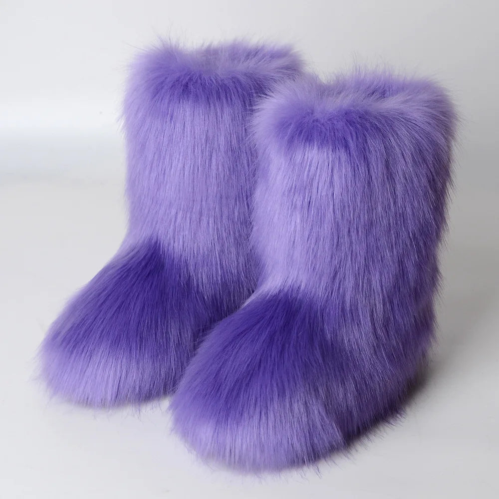 Hermosa: Fluffy Faux Fur Snow Boots | Multi-Color
