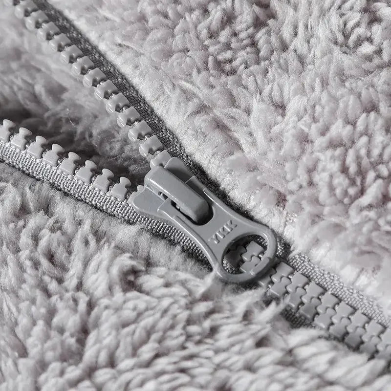 Thickened Fleece Jacket Women's Outdoor Spring Autumn Winter Double-Sided Sweatshirt Open Cardigan Polyester Fiber Stand Collar