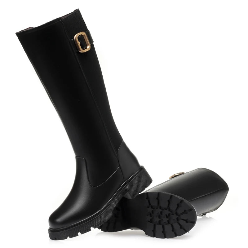 AIYUQI Women Long Boots Genuine Leather 2024 New Large Size Non-slip Rome Women's Winter Boots Warm Wool High Boots Women