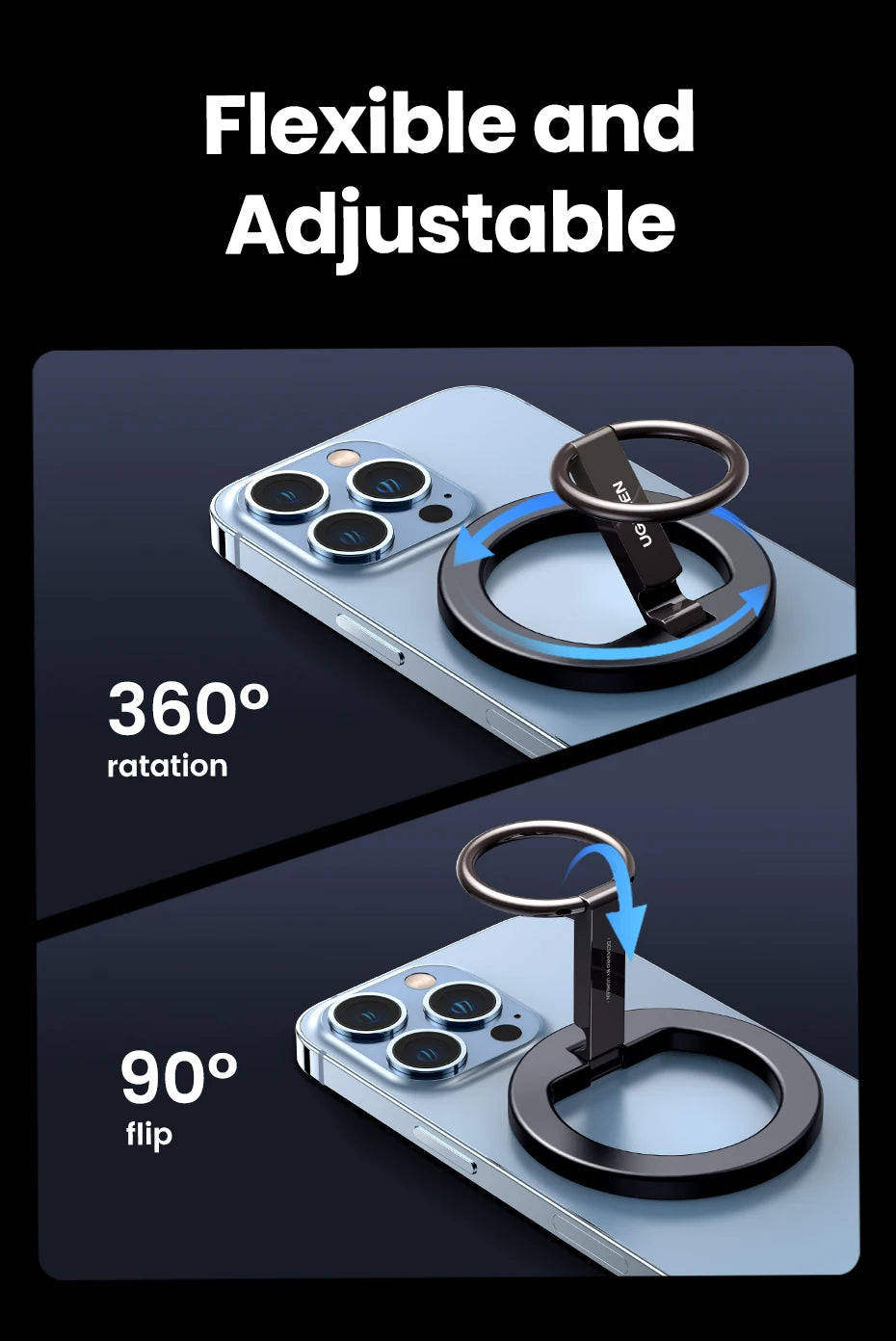 Magnetic Phone Ring Holder For iPhone 15 14 13 Pro Xiaomi Samsung Huawei Aluminum 360° Rotation MobilePhone Stand