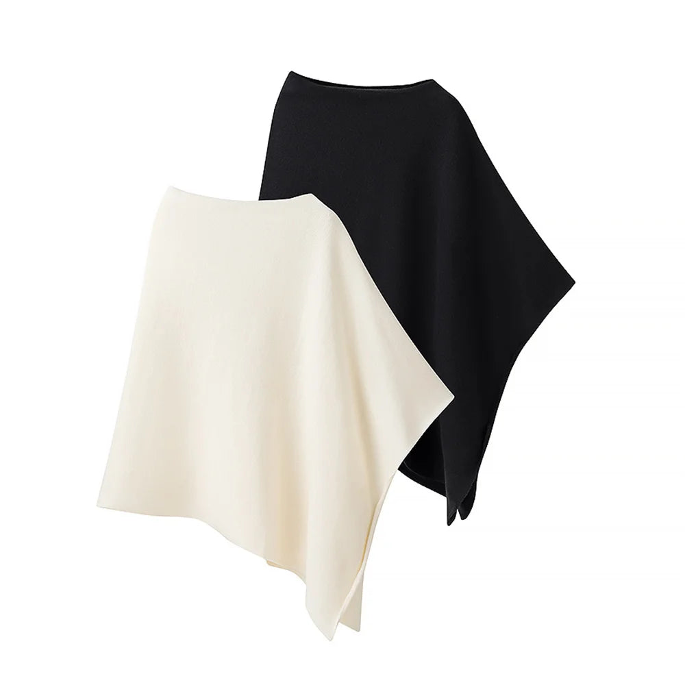 Women's Irregular Hooded Knitted Sweater Solid Color Decoration Spring New Women's Sweater Top